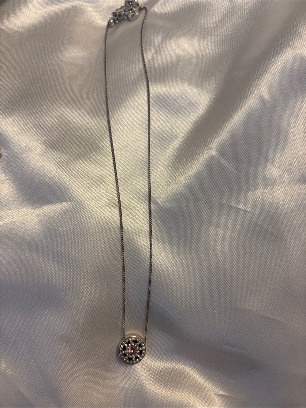 Brighton Silver Necklace with Pink Crystal Halo Pendant with matching bracelet